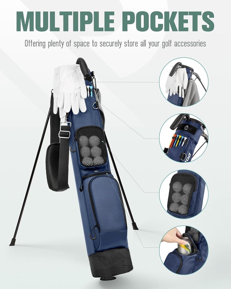RIOROO Golf Stand Bag, Lightweight Par 3 Golf Bag Holds Up to 7 Clubs with Two Way Dividers Cooler Pocket Shoulder Strap and Multiple Storage Pockets for Men and Women - Image 3